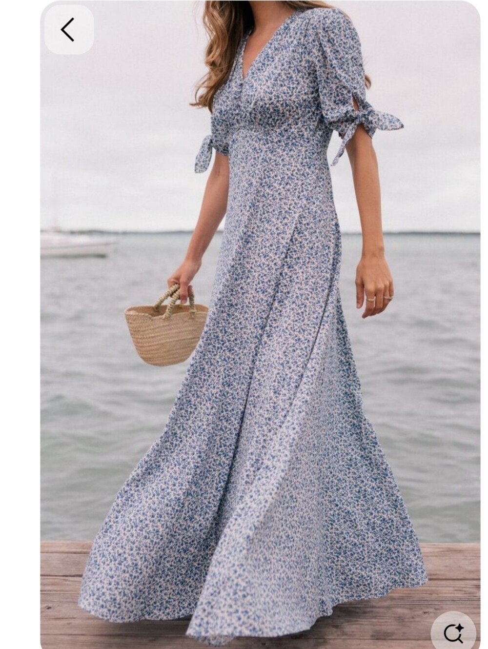 Gal Meets Glam Aurora Floral Maxi Dress Size 8 Blue White Cottagecore Coquette - Picture 6 of 6